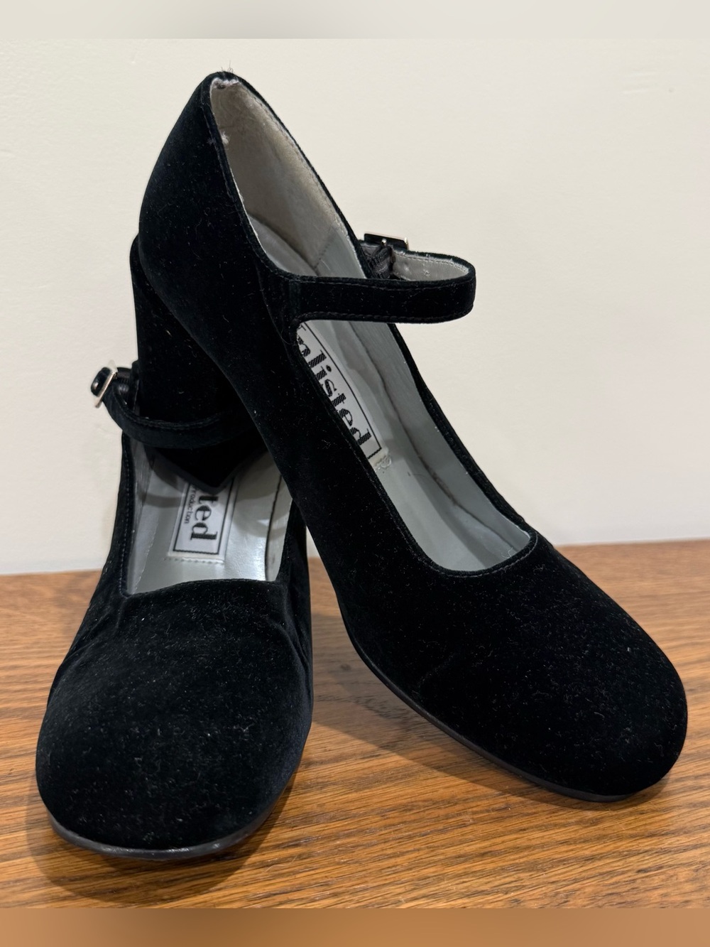 Unlisted Black Velvet Mary Jane Block Heels